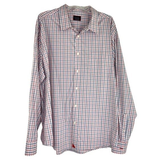 Untuckit Plaid Long Sleeve Button Down Shirt in Red, White, Blue - Picture 2 of 5